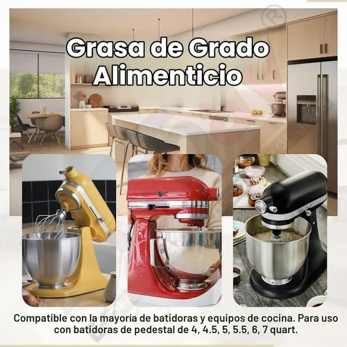 Vista 6 de Grasa de grado alimenticio de 4 onzas para batidora de pie Kitchen Aid, ampliamente utilizada en la mayoría de batidoras de cocina, lubricante