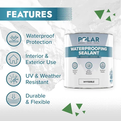 Vista 3 de Polar Sellador impermeabilizante – 17 onzas líquidas – Acabado invisible transparente – Revestimiento impermeable para exteriores e interiores