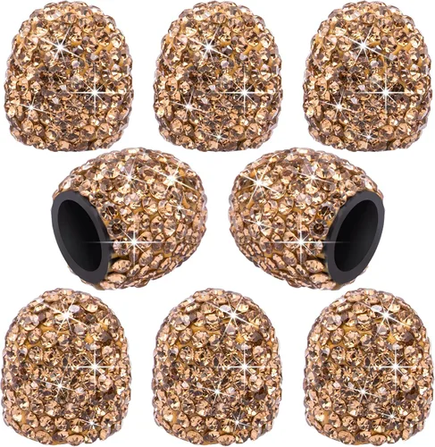 Vista 22 de 4 tapas de válvula de vástago de neumático de diamantes de cristal brillante, a prueba de polvo, tapas universales para válvulas de neumáticos