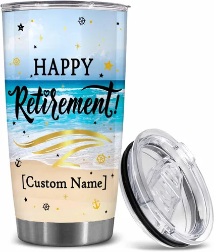 Vista 9 de WHIDOBE Regalos de jubilación personalizados para mujeres, vaso de 20 onzas con nombre personalizado, libre de jubilados y fabuloso, regalos