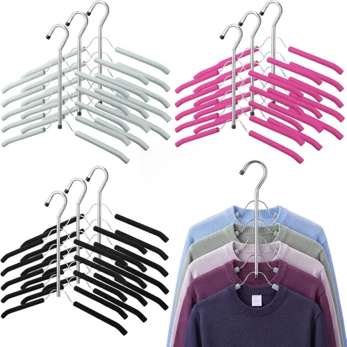 Vista 12 de Ripeng Percha para ropa que ahorra espacio, 8 paquetes 5 en 1, multicapa antideslizante, de metal resistente, de acero inoxidable, para suéteres