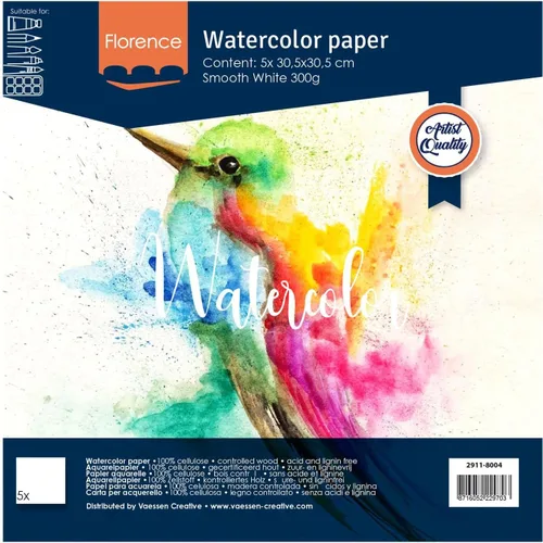 Vista 8 de Vaessen Creative VARTA Florence - Papel A4 para acuarela, 10 hojas para pintar, manuales, proyectos de arte y más, calidad artística, calidad
