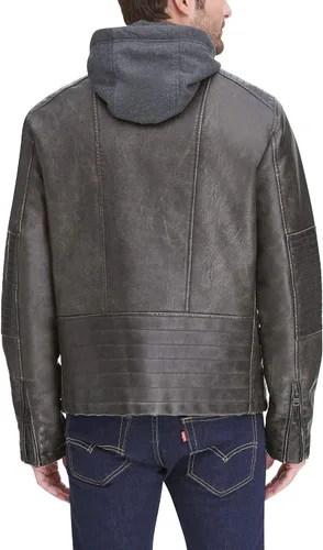 Vista 2 de Levi's Chaqueta Racer con capucha de piel sintética para hombre