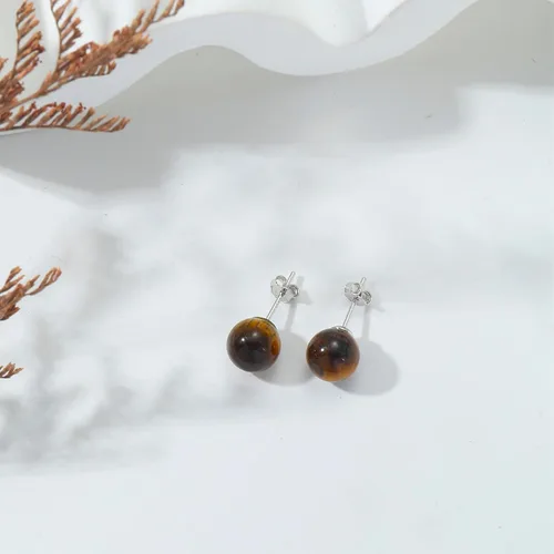 Vista 21 de Natural Stone Stud Earrings for Women 8mm Sterling Silver Genuine Gemstone Earrings Handmade Sterling Silver Crystal Stud Earrings for Women