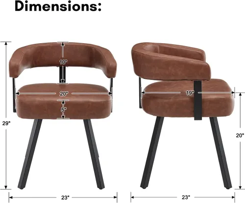 Vista 2 de DUOMAY Juego de 2 sillas de comedor de piel sintética, sillas de cocina curvadas con respaldo abierto con patas de metal, modernas sillas laterales