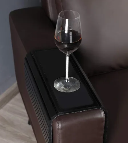 Vista 2 de GEHE Bandeja para Brazo de Sofá, Reposabrazos Flexible/Desplegable, Soporte para Tazas de Brazo de Sofá, Ideal para Bebidas, Snacks y Control