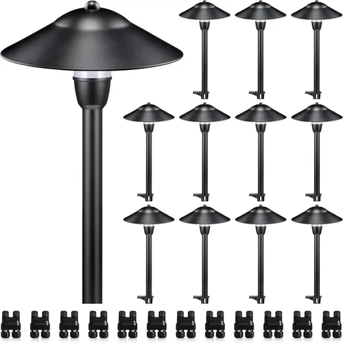Vista 10 de SUNVIE Low Voltage Pathway Lights 12-24V 3W Landscape Lighting, 3000K LED Low Voltage Landscape Lights, IP65 Waterproof Aluminum Path and Area Light