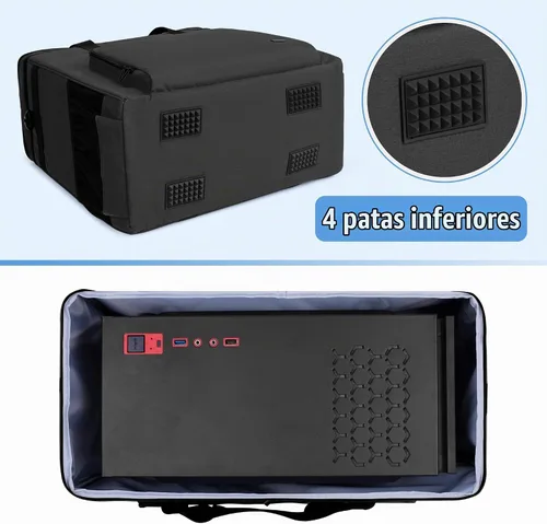 Vista 3 de CURMIO Estuche de transporte de PC de doble capa, bolsa de viaje para Negro