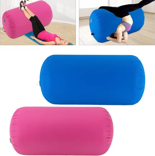 Vista 6 de Colchoneta inflable de gimnasia de 39.4 x 23.6 in, color azul/rosa, para uso doméstico, yoga, entrenamiento, animadoras, diversión acuática