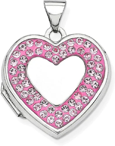 Vista 9 de Colgante de plata de ley 925 de 0.709in con cristales preciosos rosados, joyería fina para mujer, regalos para ella, Cristal