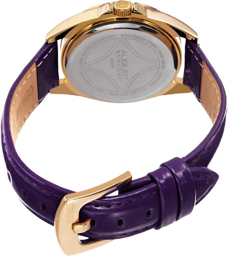 Vista 4 de August Steiner AS8191 - Reloj multifunción para mujer, esfera de perla y correa de piel auténtica en relieve de cocodrilo