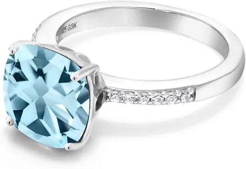 Vista 26 de Gem Stone King Anillo de compromiso de plata de ley 925 con piedra preciosa de corte cojín de 0.39 pulgadas Anillo de compromiso de aniversario