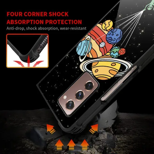 Vista 6 de Funda compatible con Samsung Galaxy Z Fold 2 5G, sistema solar de globo alienígena, diseño de patrón increíble, a prueba de golpes, antiarañazos