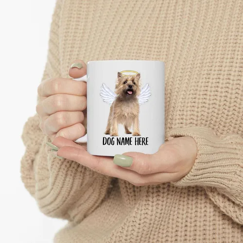 Vista 3 de Taza de café conmemorativa con nombre personalizado de Wheaten Cairn Terrier con alas de ángel, regalos de condolencias para los amantes