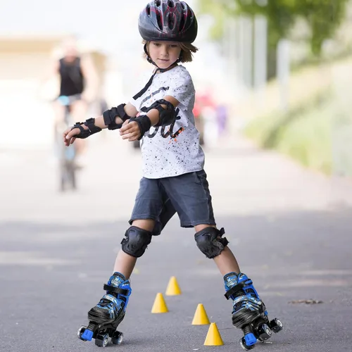 Vista 4 de Kuxuan Skates Patines ajustables de camuflaje para niños y niñas con ruedas iluminadas, divertidos patines iluminadores para niños, niñas y jóvenes