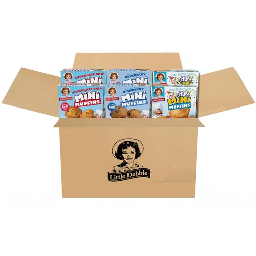 Vista 7 de Little Debbie Paquete variado de mini muffins, pastel de cumpleaños, arándanos, chispas de chocolate (1 caja cada uno)