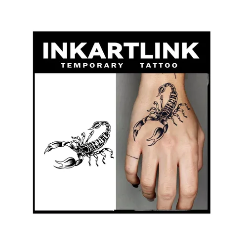 Vista 8 de INKARTLINK Tattoo Tech, 2 hojas de tatuaje semipermanente mediano, tatuajes temporales de diseño artístico para adultos, dura 1-2 semanas