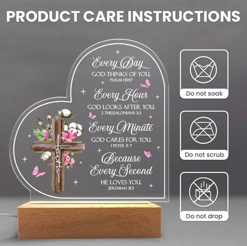 Vista 2 de SANDJEST Luz nocturna acrílica, regalos cristianos para mujeres, regalos inspiradores con versículos de la Biblia, decoración religiosa