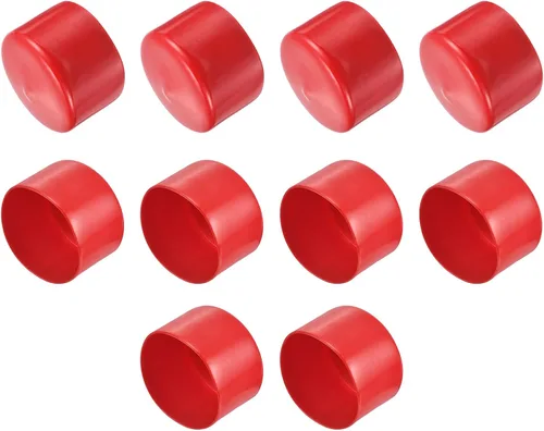 Vista 115 de uxcell 10 tapas de goma para extremos de 0.591 in de identificación, tapa de extremo redondo, protectores de rosca de tornillo, color negro