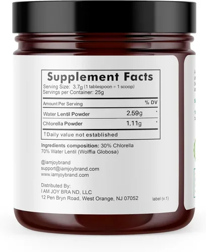Vista 2 de I Am Joy co. Proteína de lentejas de agua en polvo con clorella, lenteja de agua vegana a base de plantas, rica en vitamina B12 natural, sin OMG