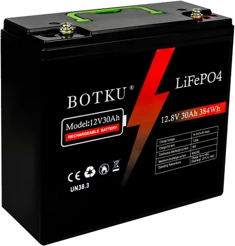 Vista 10 de Batería de litio LiFePO4 de 12 V y 10 Ah de ciclo profundo, batería recargable de fosfato de hierro y litio de 3000+ ciclos con BMS de 10 A