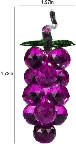 Vista 3 de JOONOR Adorno decorativo de estatua de uva de cristal morado, figura de cristal de fruta artificial, pisapapeles de mesa, adorno de cristal