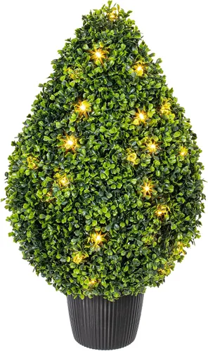 Vista 2 de Vickerman Arbusto artificial en forma de lágrima de boj de 24" de alto x 15" de ancho