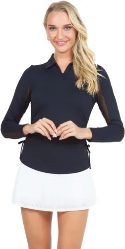 Vista 2 de IBKUL Athleisure Wear Sun Protective UPF 50+ Icefil Cooling Tech Adjustable Length Long Sleeve Polo with Under Arm Mesh 48000