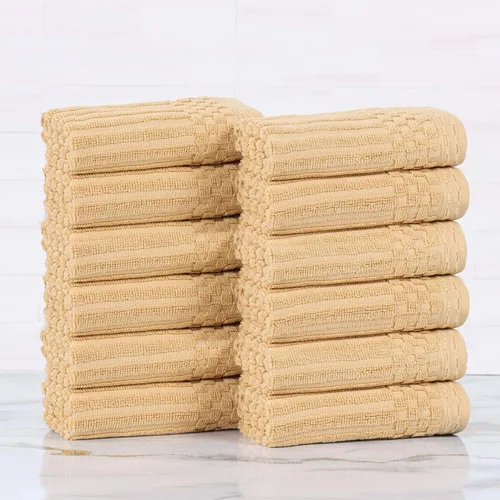 Vista 80 de Superior Juego de 6 toallas de algodón sólido y acanalado, toallas de cara de 13 x 13 pulgadas, toallas de mano de 16 x 28 pulgadas, toallas de baño