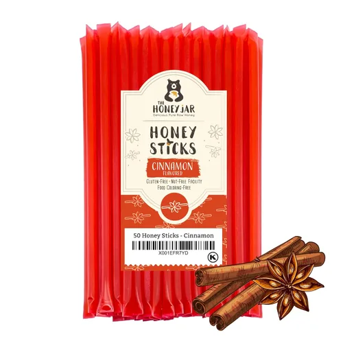 Vista 24 de The Honey Jar Palitos de miel con sabor a mora, pajitas de miel pura para el té, café o un placer saludable, una cucharadita de miel saborizada por
