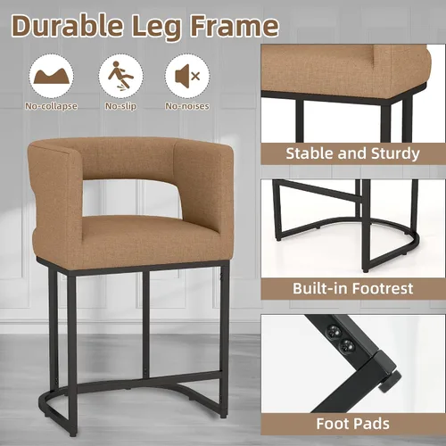 Vista 5 de ABET 26" Linen Counter Height Bar Stools Set of 1 for Kitchen Island, Brown