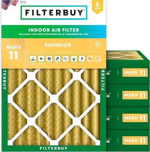 Vista 11 de Filterbuy Filtro de aire MERV 11 de 22 x 24 x 1 superior, defensa de mascotas y alergias (paquete de 5), filtros electrostáticos plisados para horno