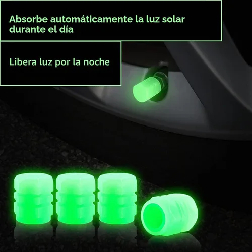 Vista 2 de 20 PIEZAS Tapas Fluorescentes para Vástago de Válvula de Neumático - Cubiertas Luminosas para Neumáticos de Vehículos Universales - Accesorios