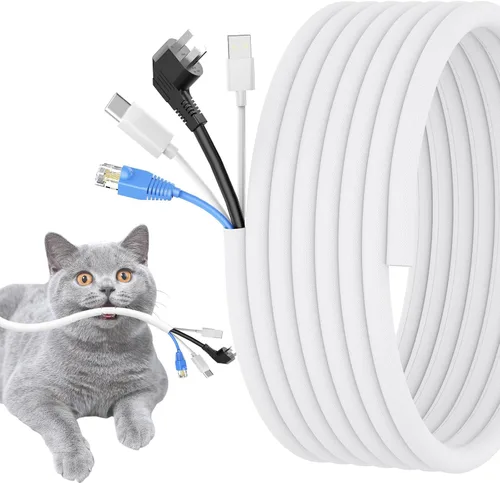 Vista 10 de Protectores de cables de 1 pulgada para mascotas anti-mordida, protector de cables de 10 pies cubiertas de cables para mascotas, funda de cable