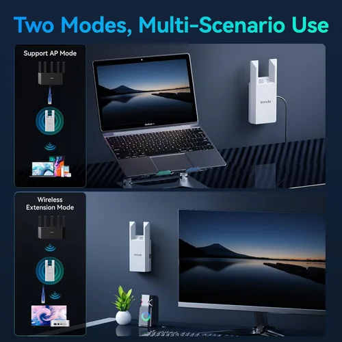 Vista 13 de Tenda Extensor de alcance WiFi AC1200 - Extensor WiFi con puerto Gigabit Ethernet, amplificador de señal doméstica de 1.2 Gbps, doble banda, hasta