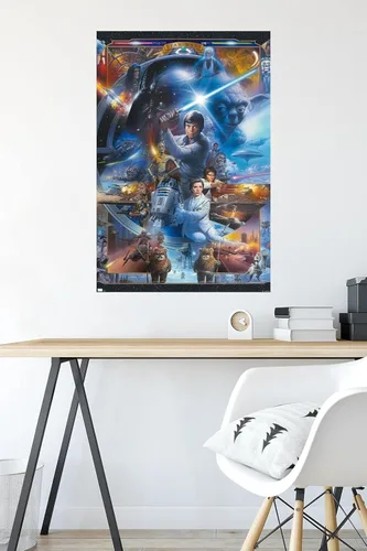 Vista 4 de Star Wars: Original Trilogy - Póster de collage de pared, 34 pulgadas de largo x 22.4 pulgadas de ancho, versión sin marco
