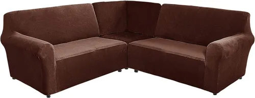 Vista 13 de YOPOIY Fundas de terciopelo para sofá esquinero, 3 piezas, en forma de L, alta elasticidad, suave y lavable a máquina, protector de muebles