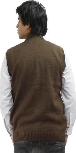 Vista 2 de Suéter de punto de lana de alpaca suave para hombre, con cuello en V, con botones, chaleco de golf, diseño de diamante