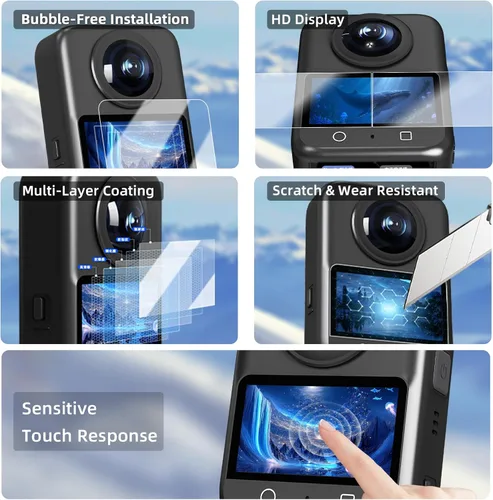 Vista 4 de Protector de lente + 2 protectores de pantalla para DJI Osmo 360, cubierta protectora de lente de PC HD película de vidrio templado para Osmo 360