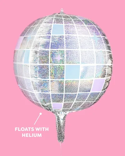 Vista 5 de xo, Fetti Globos de Papel de Aluminio con Bola de Discoteca Iridiscente - Paquete de 4, 22" Decoraciones de Despedida de Soltera Disco