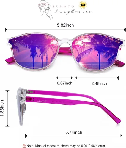 Vista 4 de Sumato Gafas de sol para mujer, lentes de sol rosas de ojo de gato para mujer con lente de moda espejada con bloqueo UV400
