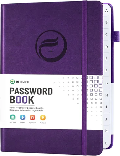 Vista 8 de Libro de contraseñas con pestañas alfabéticas, protector de contraseñas de tapa dura, organizador de cuaderno de contraseñas para computadora e