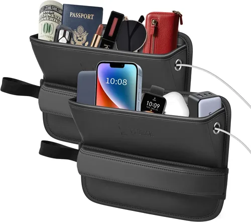 Vista 8 de FLORICH Organizador de Almacenamiento para Coche Entre Asientos, Organizador de Asiento de Cuero con Soporte para Bolso Entre Asientos, Consolas