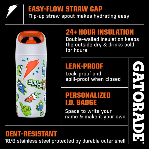 Vista 3 de Gatorade Paquete de botella de acero inoxidable Rookie de 12 onzas y botella exprimible Gx de 30 onzas