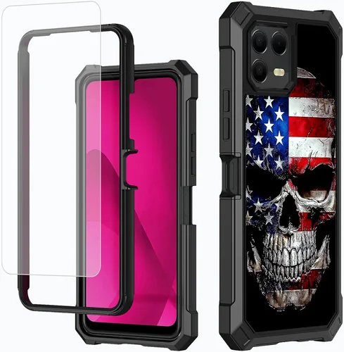 Vista 86 de Funda para T-Mobile Revvl 7 de 6.6 pulgadas con protector de pantalla, policarbonato duro de doble capa resistente y TPU suave a prueba de golpes