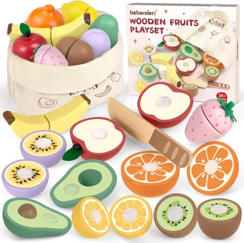Vista 8 de Juegos de comida de madera para niños, juguetes de regalo de cumpleaños Veggie