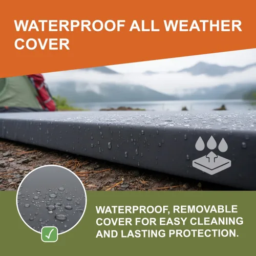 Vista 4 de Colchón impermeable multiusos para camping (26 x 72/30 x 75/38 x 75) almohadilla enrollable con parte inferior antideslizante lavable con cremallera
