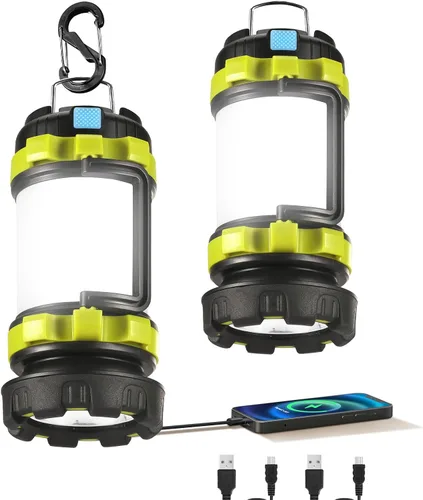 Vista 8 de Linterna LED de camping recargable (paquete de 1), linterna portátil Consciot con 6 modos de luz, banco de energía de 3600 mAh, IPX4 impermeable