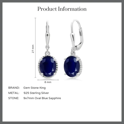 Vista 67 de Gem Stone King Aretes colgantes de gota para mujer, plata de ley 925, piedra natal ovalada de 0.354 x 0.276 in, joyería fina, regalos para ella