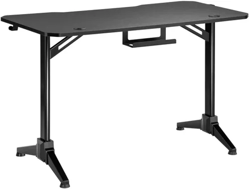Vista 5 de Monoprice Escritorio de computadora con marco de acero fijo para oficina en casa, con núcleo sólido de 4 pies, accesorios de accesorios, negro